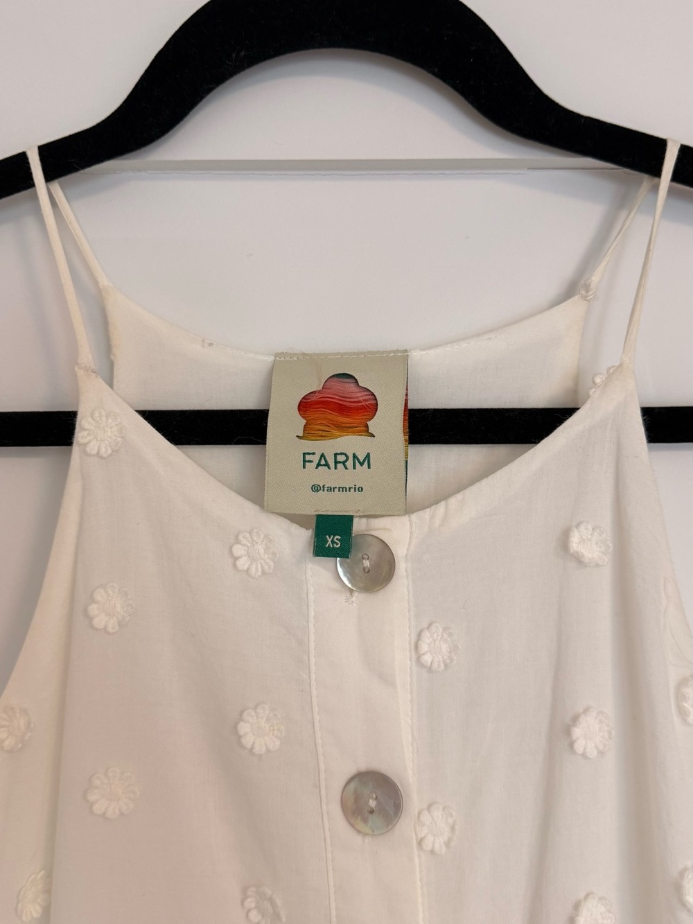 Farm Rio Harmonia White Floral Appliqué Midi Dress - Picture 5 of 6